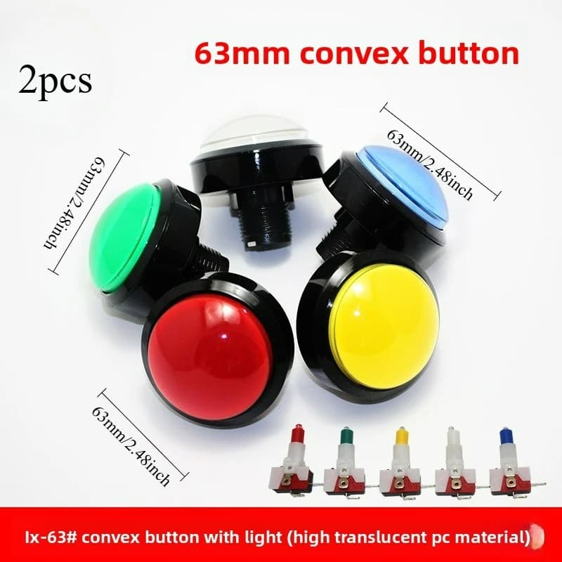 2 pulsanti arcade convessi illuminati da 60 mm con ripristino automatico per distributore automatico Slap Happy
