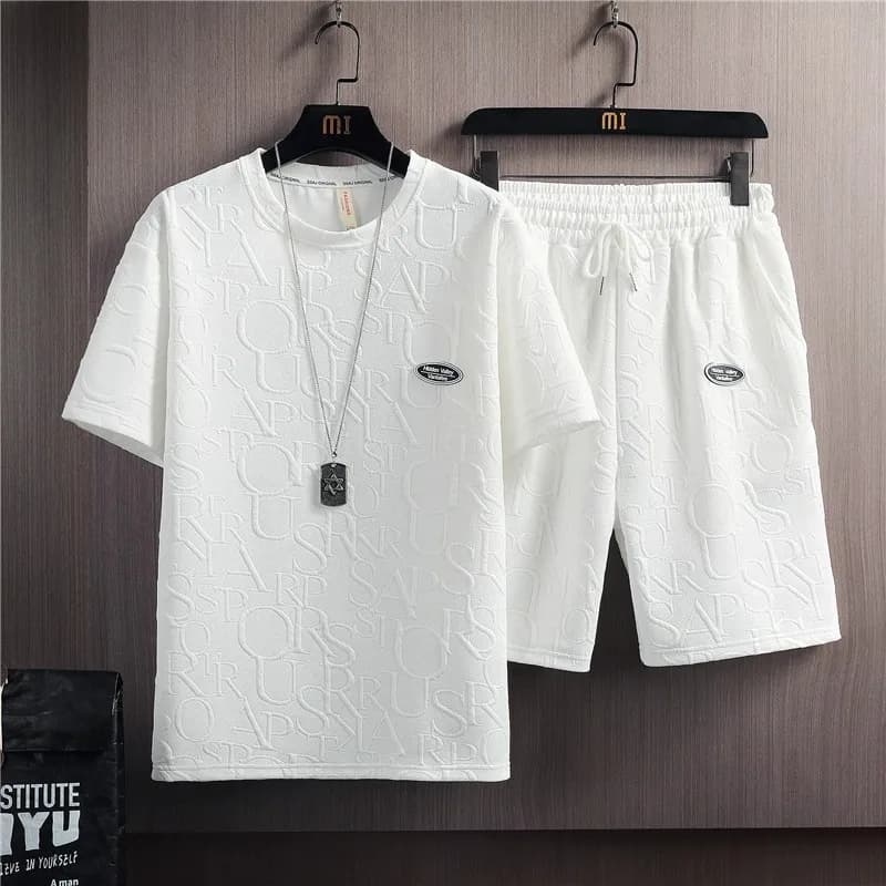 Completo Estivo Casual da Uomo: T-Shirt a Maniche Corte in Cotone e Pantaloncini - Set Trendy Streetwear Giovanile ed Elegante
