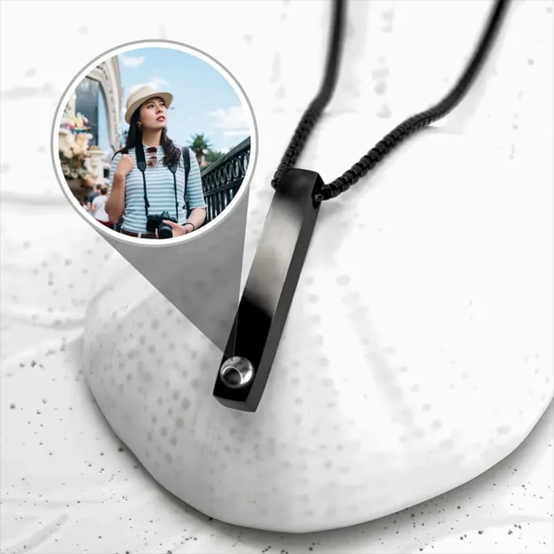 DHQH Customized Photo Straight Bar Male Projection Necklace Personalized Picture Columnar Projection Pendant Male Jewelry Gift