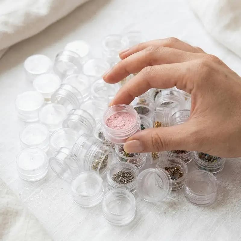 50Pcs Empty Clear Plastic Cosmetic Jars Pots Refillable Sample Containers For Makeup Cream Lotion Nail Art Glitter Storage