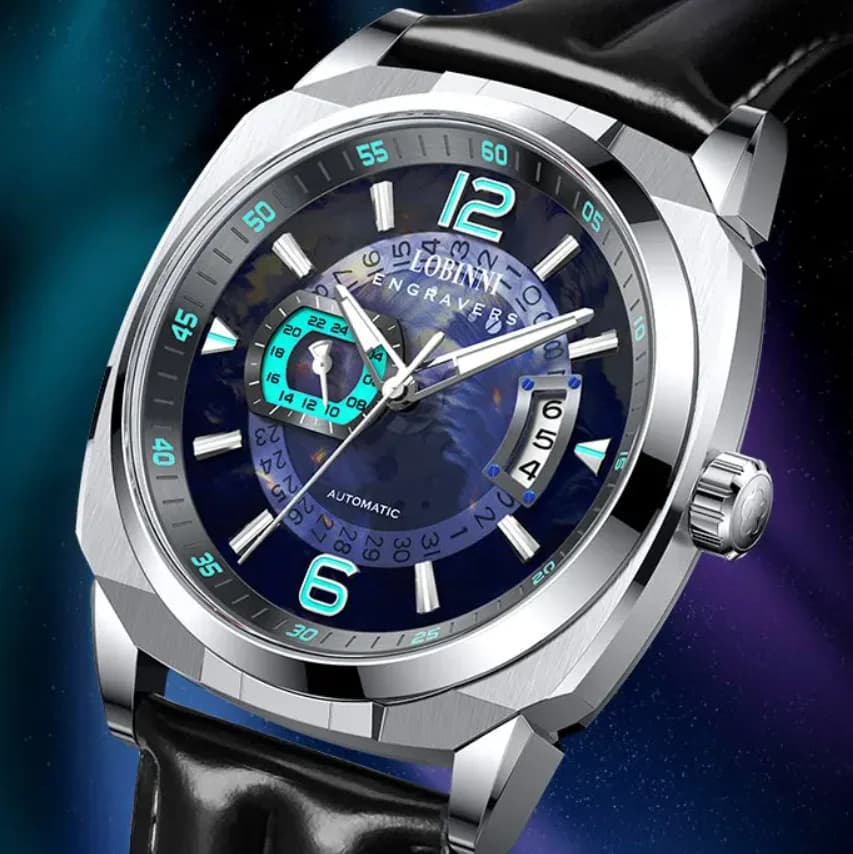 LOBINNI Men Automatic Watch Mechanical Wristwatch Luminous 50m Waterproof Sapphire Mirror Miyota Mov