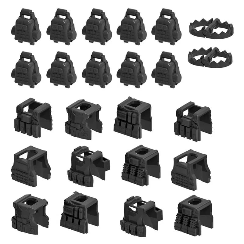 MOC Armatura militare Gilet tattico Sest Pettorale Soldato Mini Action Figures Armi Accessori Zaino Building Block Giocattoli