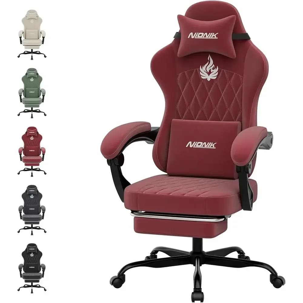 Sedia da Gaming Ergonomica Girevole con Supporto Lombare e Regolazione dell'Altezza per Adulti - Rossa