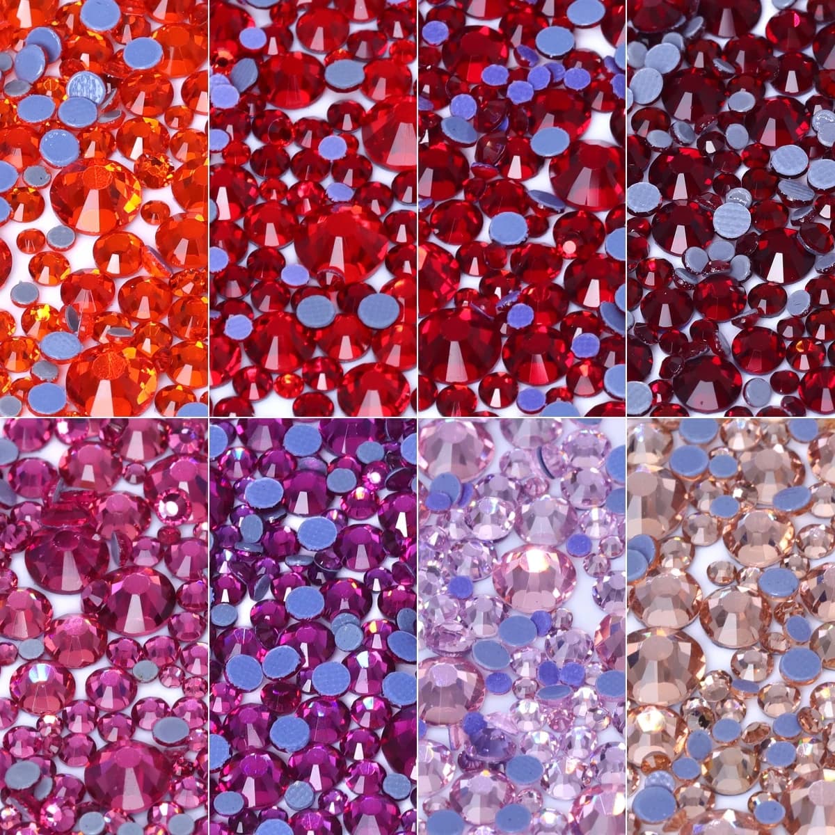 1440Pcs Hotfix SS6-SS30 Mix Size Red Glass Rhinestones Crystal Flatback Glitter Stones For Clothes Wedding Dress Decoration