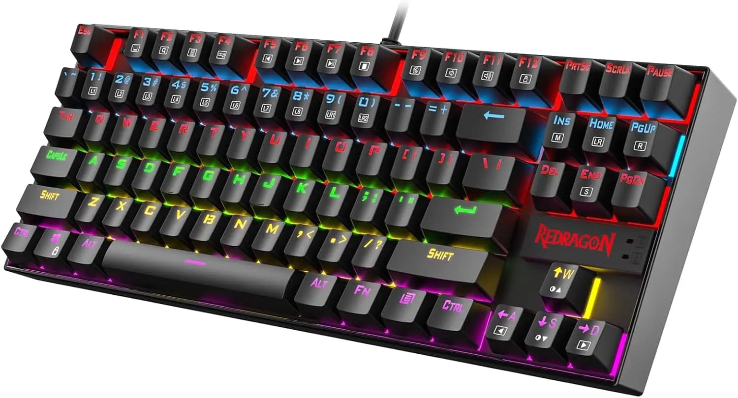 Tastiera da gioco meccanica K552, compatta a 87 tasti, interruttori rossi, LED, anti-ghosting, struttura in metallo, nera