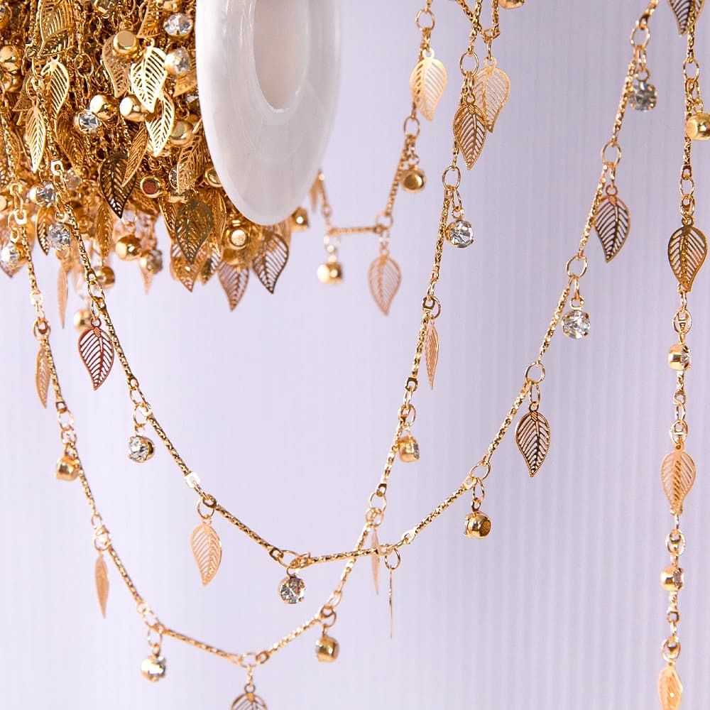 1M 0.5M Hollow Leaf Charm Link Chain Copper Transparent Crystal Beaded Chains for DIY Necklace Bracelet Clothing Jewelry Makings