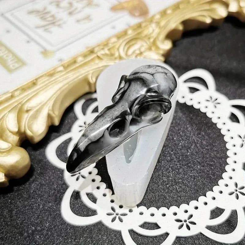 1 Pack Small 3D Crow Skull Silicone Mold Halloween Themed Bird Skeleton Jewelry Making Mould for Epoxy Resin Casting Art
