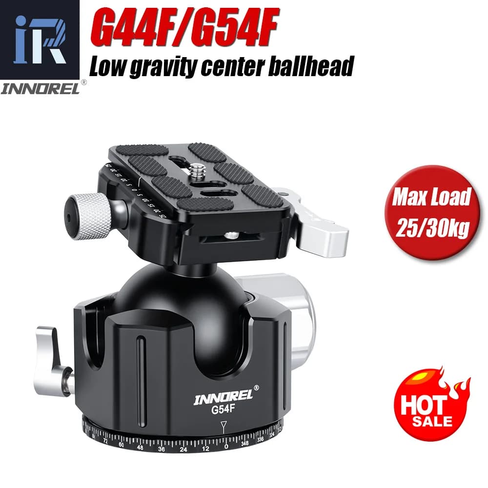 G44F/G54F Quick Release Lock Low Profile Tripod Ball Head Arca Swiss Panoramic Dual U-notch DSLR Camcorder Camera Load 25kg/30kg