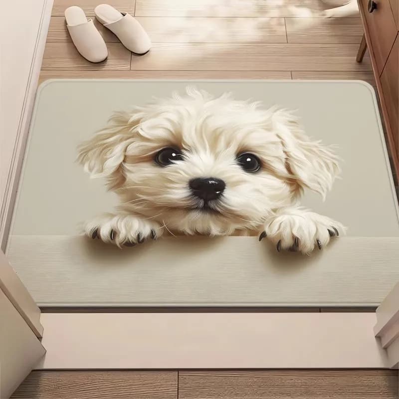 Cute Maltese Dog Entrance Door Mat Lovely Puppy Welcome Floor Rug for Hallway Porch Home Decor Creative Animals Foot Pad