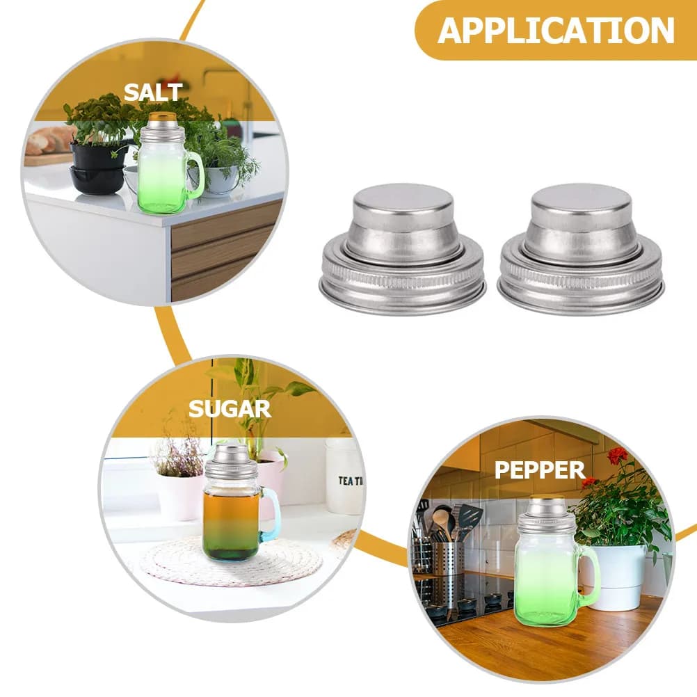 2 coperchi in acciaio inossidabile per barattoli a bocca normale, coperchi per shaker per cocktail e condimenti, pratici e antiruggine
