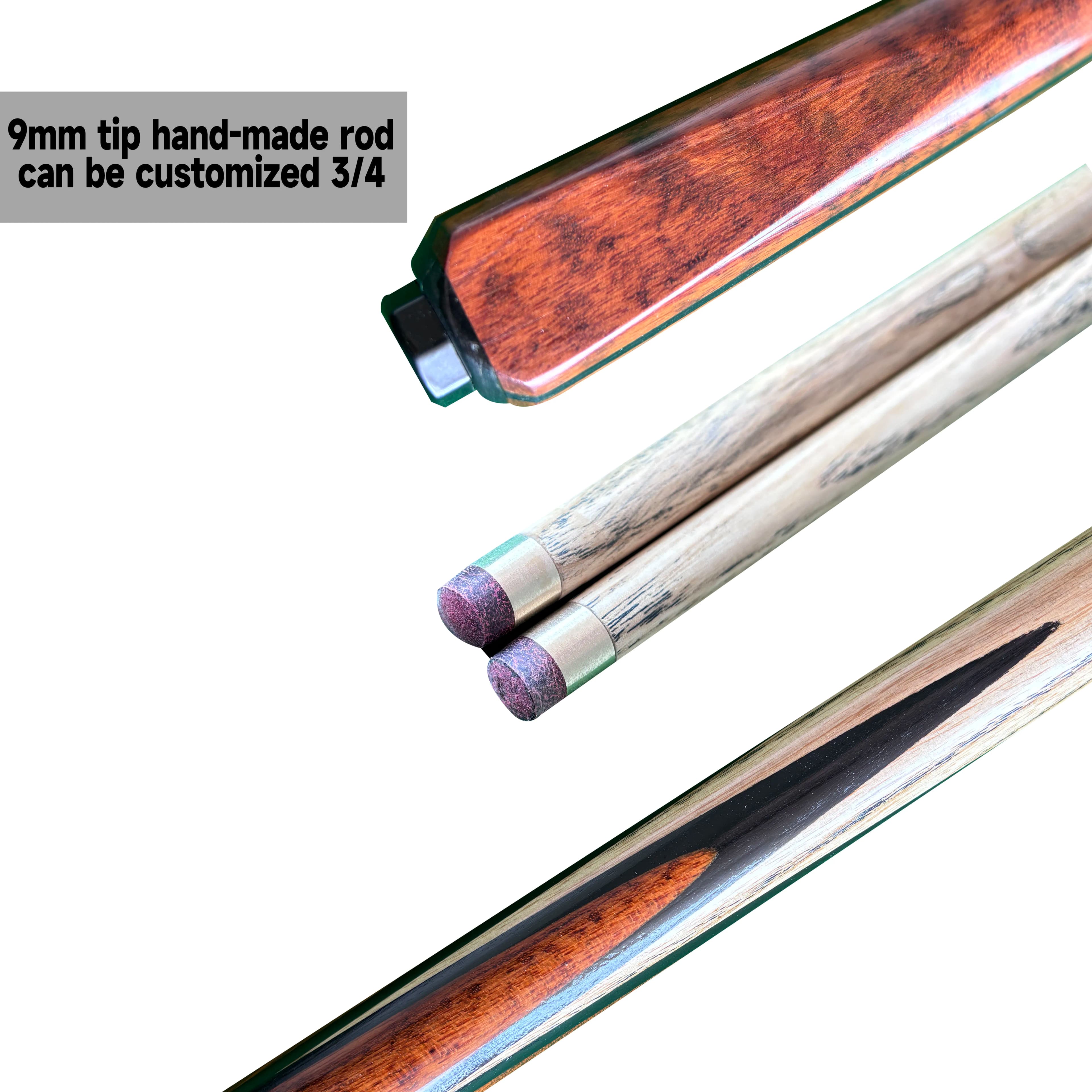 2025 Stecca da biliardo fatta a mano 9mm 9.5mm 10mm Punte Stecche da biliardo da biliardo Stecca da biliardo Stick All'ingrosso della fabbrica Personalizzabile 3/4