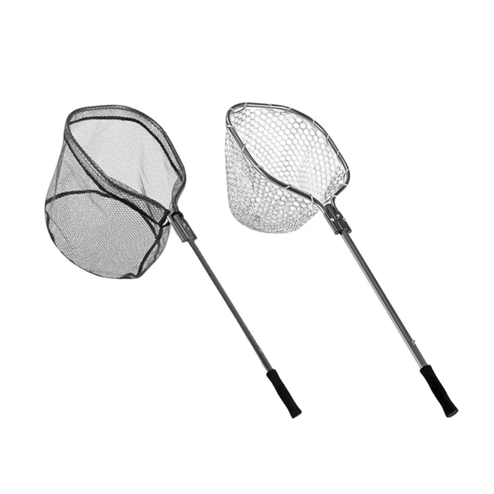 Aluminum Foldable Fishing Landing Net Lightweight Mesh Fish Keeper Net for Trout Bass River Sea Outdoor