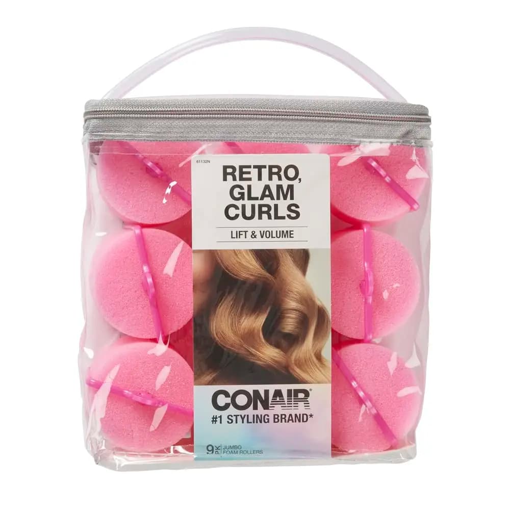 Bigodini in Schiuma Jumbo per Grande Volume, Sollevamento e Ricci, Formato Grande, Confezione da 9 con Borsa per la Conservazione