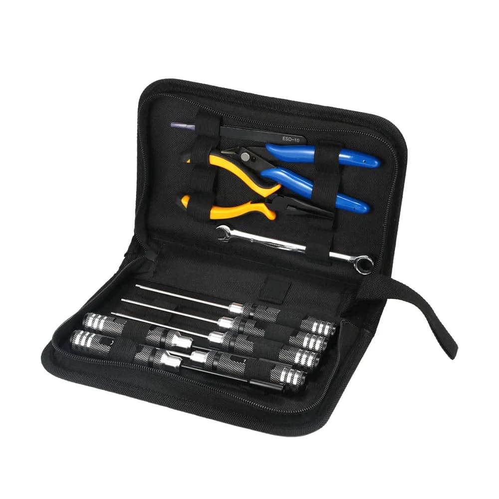 Kit di Attrezzi RC 10in1 per Droni FPV, Set di Cacciaviti di Precisione, Pinze e Chiavi per Riparazione e Aggiornamento di Quadricotteri e Modelli Hobby