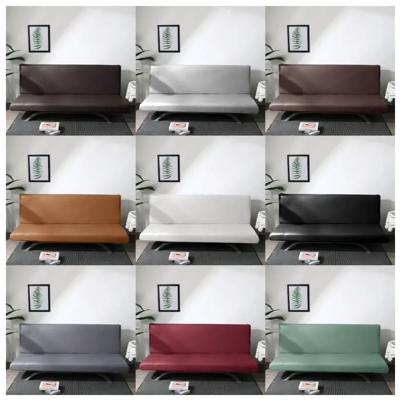 Fodera per divano letto elastica in pelle PU senza bracciolo Fodera per divano pieghevole all-inclusive anti-sporco Protezione per mobili per animali domestici