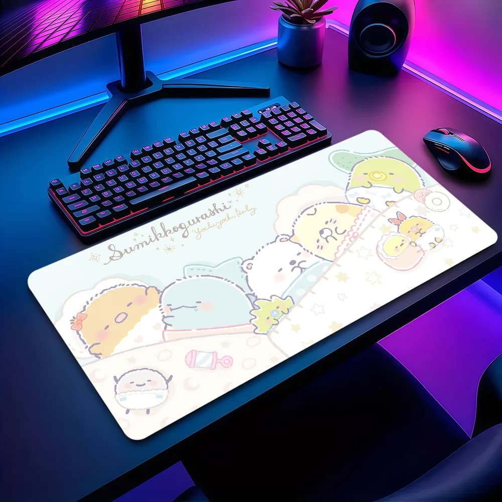 Tappetino per mouse S-Sumikko Gurashi con simpatico cartone animato, antiscivolo, ispessito, grande, con bordo cucito, per ufficio, studenti e gaming