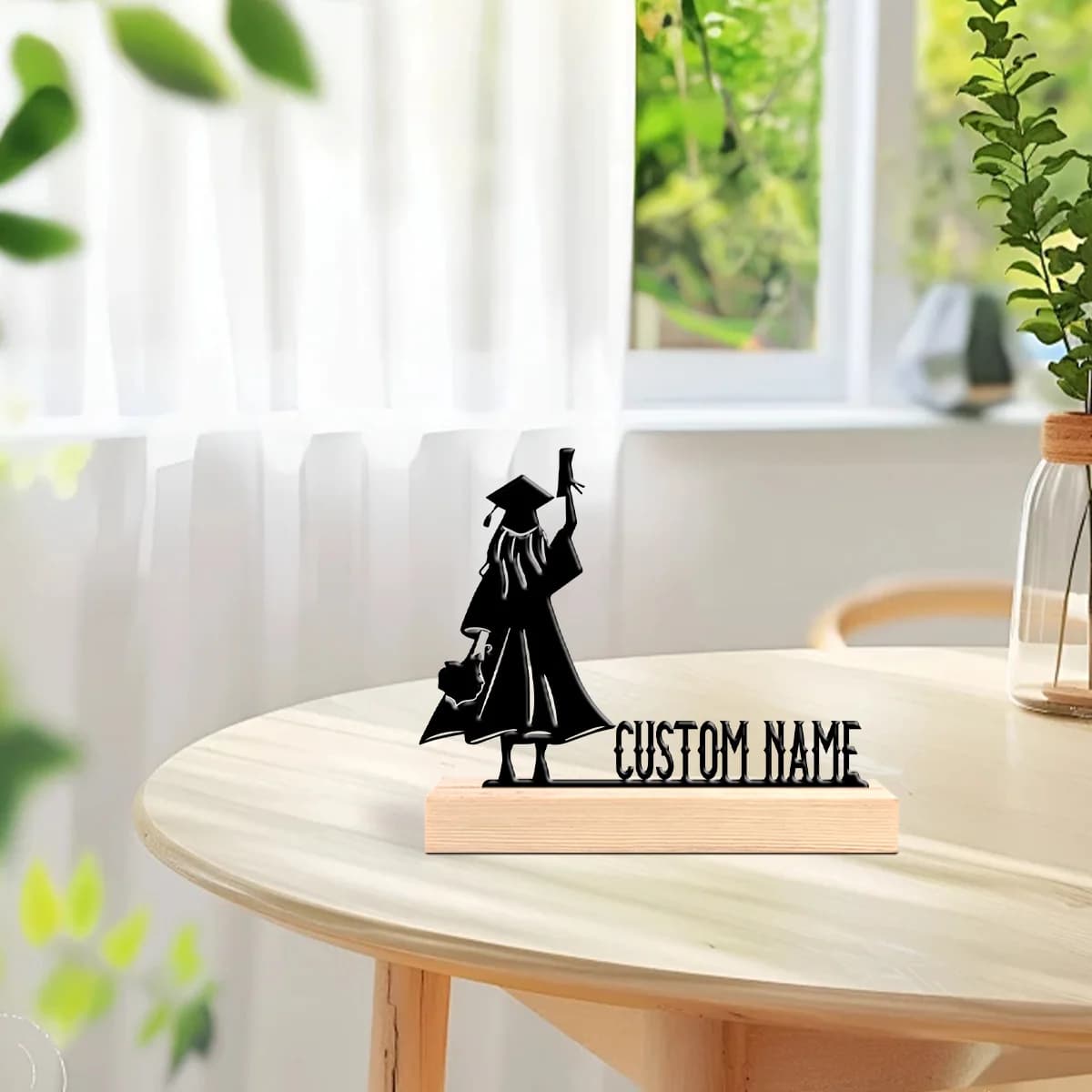 1pc Unique Personalized Metal Statue Ornaments Custom Name With Wooden Base Desk Ornaments for Study Rooms,Bedrooms,and Offices