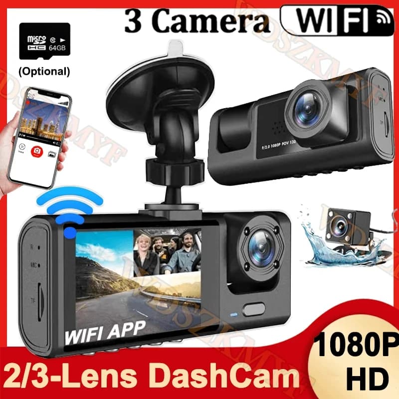 1080P Car Dvr WiFi APP 3/2Lens Dash Cam for Cars Camera for Vehicle Recorder Video Front and Rear Camera Night Vision Dashcam