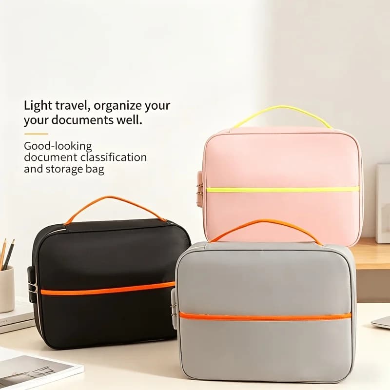 Large Capacity Family File Organizer Bag for Certificate & Passport , Multi-Layer Card Holder, Portable Travel Storage Bag