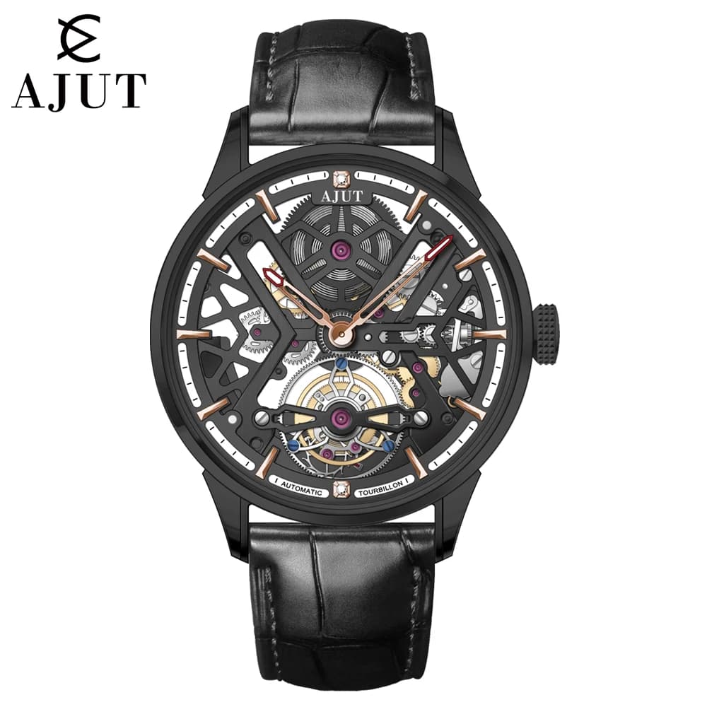 AJUT 0508 Automatic Tourbillon Movement Man Watches Skeleton Flying Tourbillon Mechanical Fashion Men Watches Sapphire