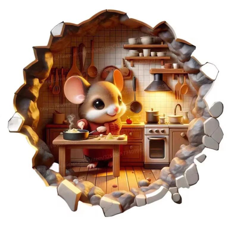 Cute Cartoon Mouse Hole Wall Sticker soggiorno Wall Edge decorazione della casa per bambini camera da letto carta da parati divertenti ratti decalcomanie