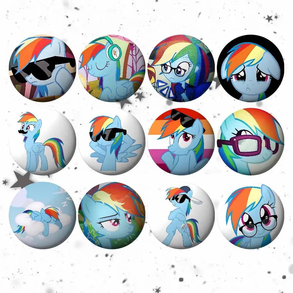 Cuyte-R-rainbow DashS Distinctive Kawaii in Milk, Soft Bottone Spill, Metal Distinctive, Custom Accessories for Jewelry, Hats, Bags, Result