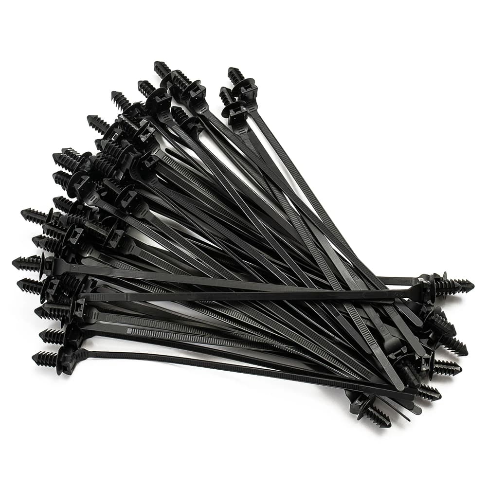 Fascette per cavi in nylon Parti di cavi resistenti all'usura Cinghie con cerniera rilasciata al tubo 185mm 50 pezzi Fascio di fissaggio per auto nero Nylon