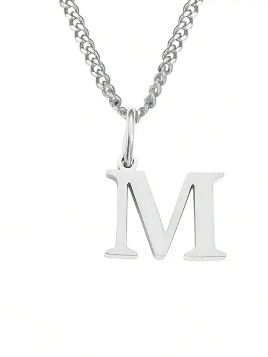 Stainless Steel Initial Letter Pendant Necklace For Women