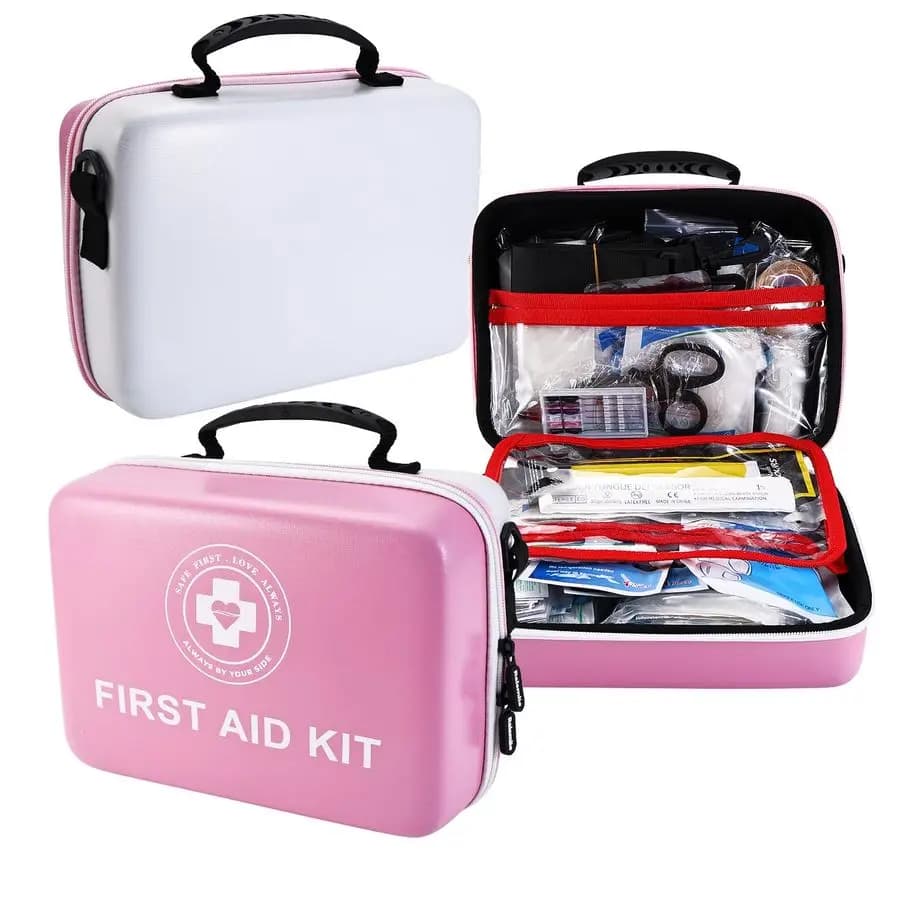 Kit di Pronto Soccorso 410 Pezzi Bicolore con Custodia Rigida, Kit di Sopravvivenza Professionale per Casa, Auto, Viaggi, Escursionismo e Attività all'Aperto