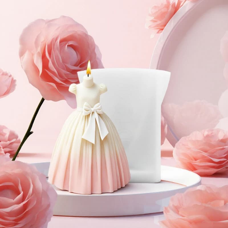 Princess Dress Candle Mold Silicone DIY Aromatherapy Candle Plaster Mold Girly Dress Ornament Making Tool