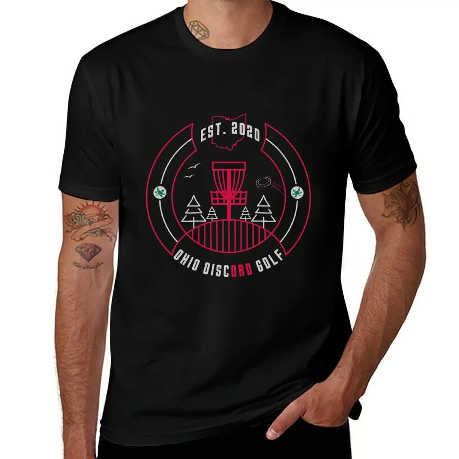 Ohio Disc(ord) Golf - T-shirt con logo in tessuto elasticizzato, comoda t-shirt