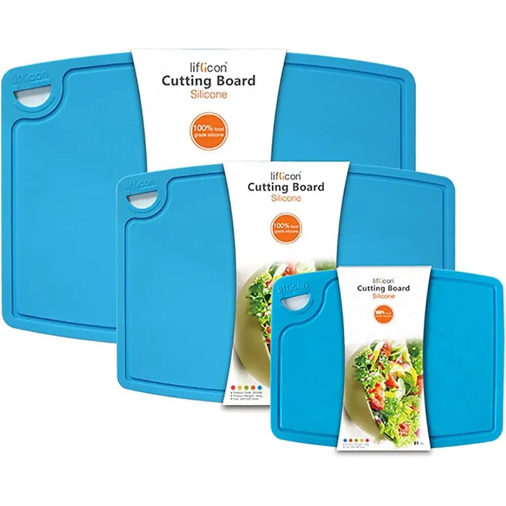 Set of 3 Sizes Mirrors in Silicone - Design Flexible with Handle Easy to Grab, Dishwasher Washable, Without BPA, Blue