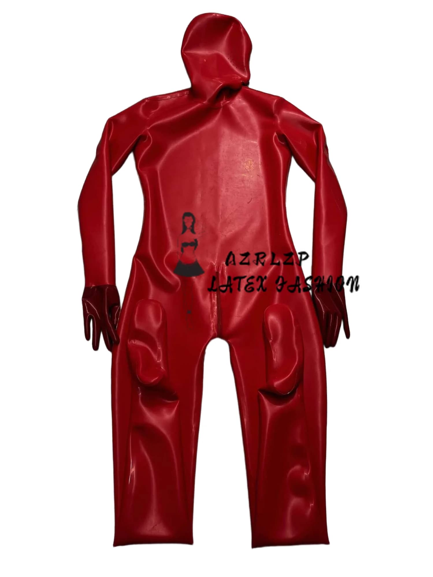 Body in lattice rosso da 1,0 mm – Body in gomma a copertura totale con cappuccio, guanti e calze