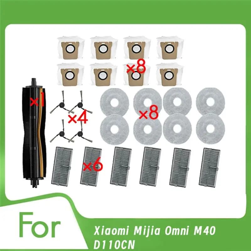 A20F-Per Mijia Omni M40 D110CN Accessori per aspirapolvere Spazzola laterale principale Filtro per panno Sacchetti per la polvere A