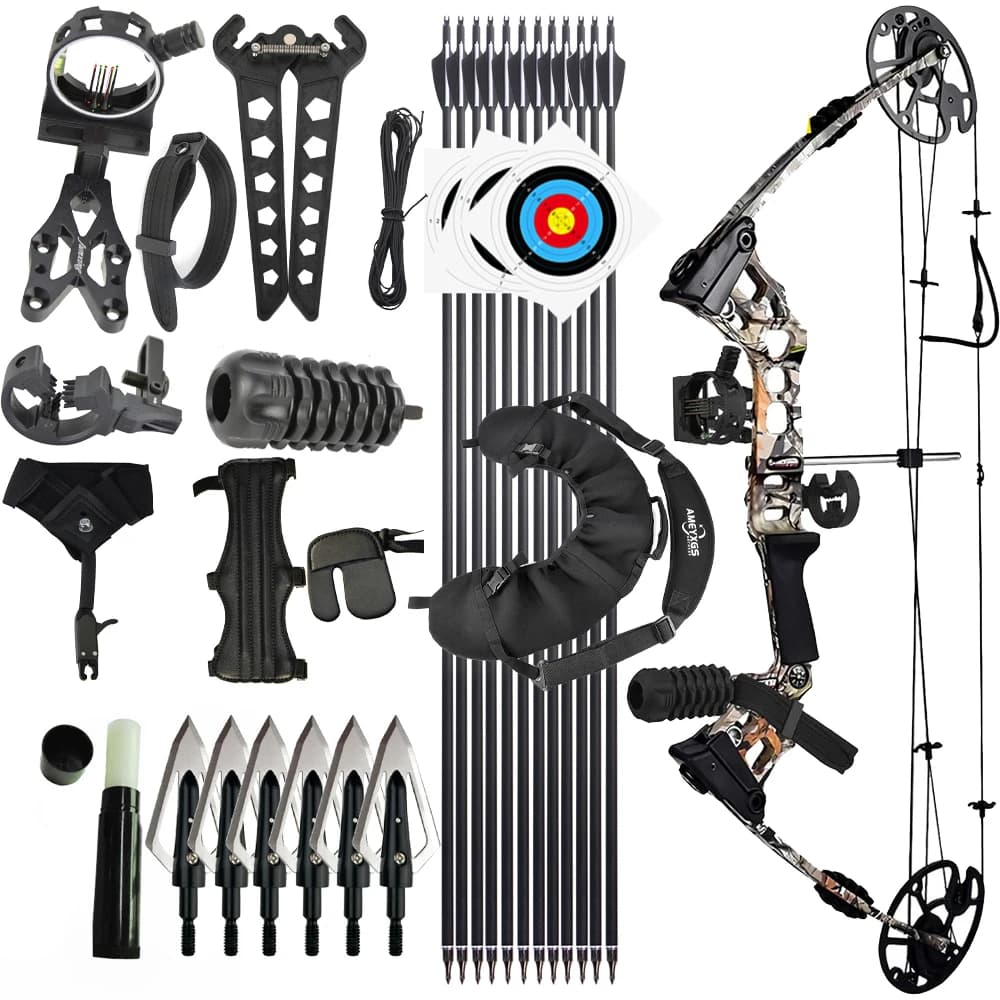 Compound Bow JUNXING Dragon X8 Archery 20-70lbs Adjustable Pulley Bow Hunting Shooting Target Archery Powerful Bow Arrow Kit