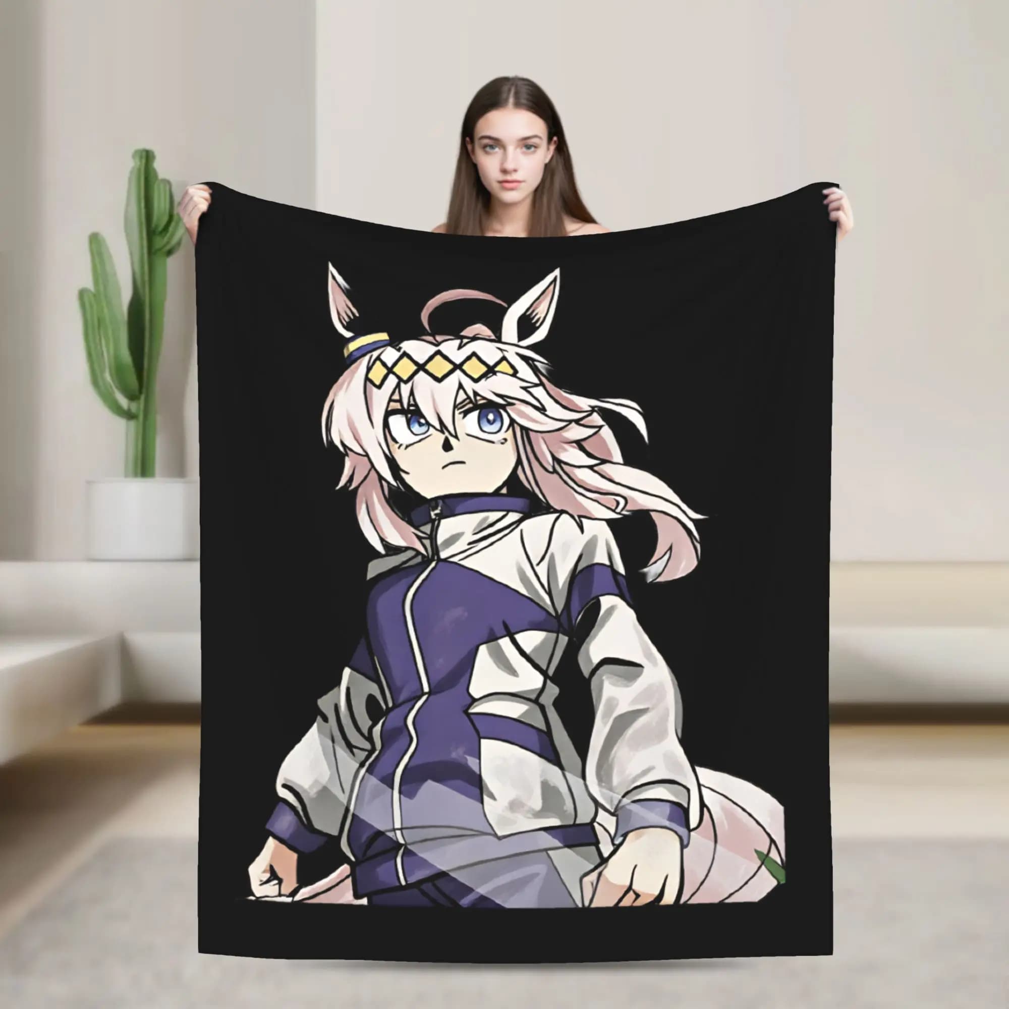 Soft BlanketKids Decorative Oguri Cap Uma Musume Bedding Throws Flannel Bedspread For Couch Chair Aesthetic Sofa Bed Cover
