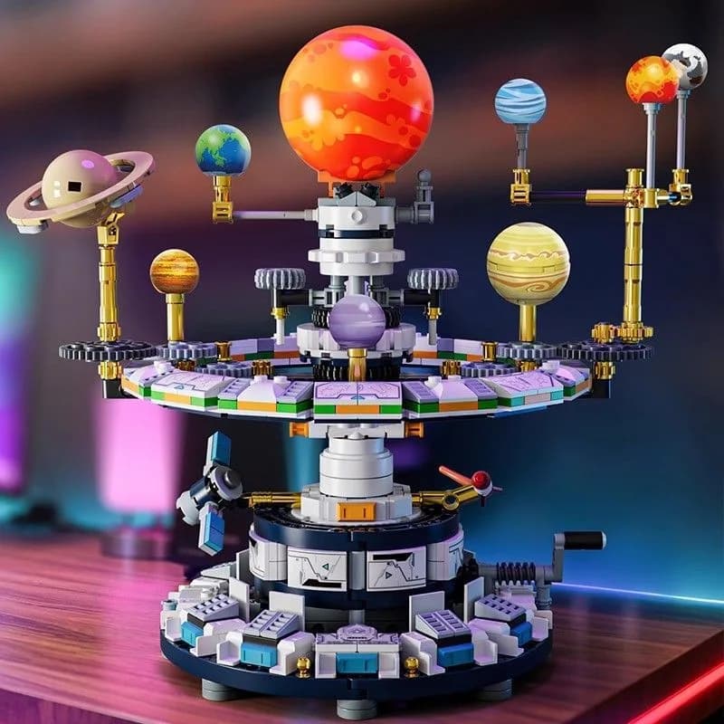 Blocchi da Costruzione del Sistema Solare Interstellare Rotante, Serie Spazio Terra Sole, Giocattolo Educativo Scientifico per Bambini