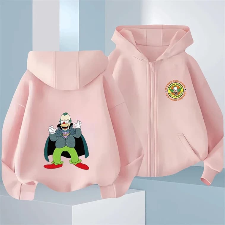 Felpa con cappuccio e zip per bambini dai 2 ai 14 anni, tinta unita, con Bart Simpson, per ragazzi e ragazze, moda in saldo per l'inverno