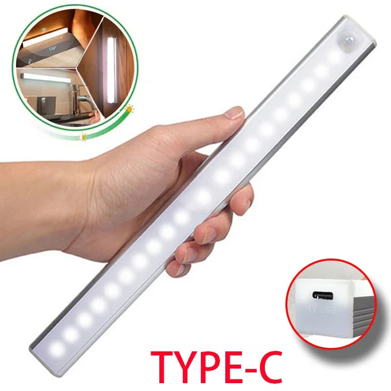 Light with motion sensor Wireless LED night light Type C Rechargeable light for cabinet Wardrobe Lamp for wardrobe Retro lighting for kitchen LED stairs