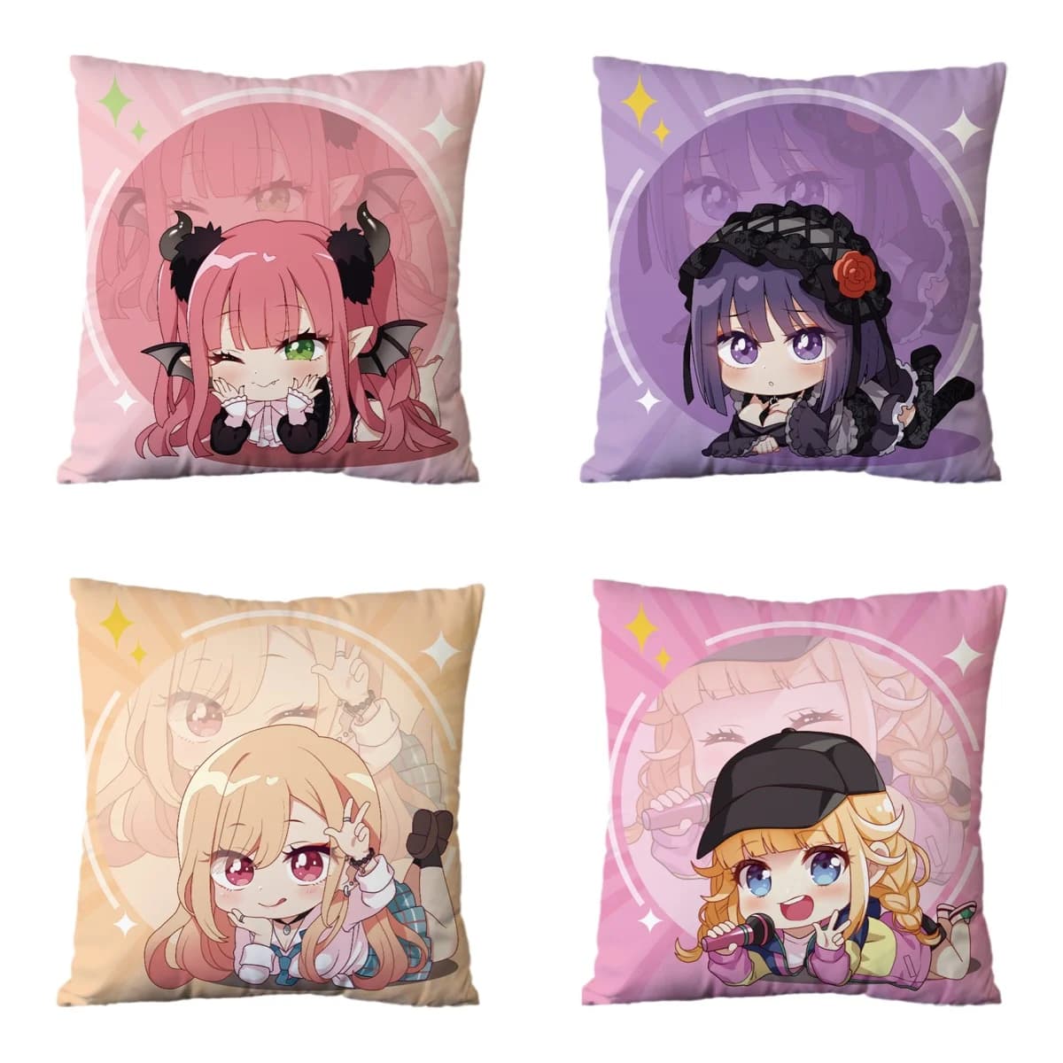 Cuscino di tiro con stampa Cuscino quadrato di cartone animato Kawaii Japan Anime Morbido cuscino per divano Cuscini per camera da letto