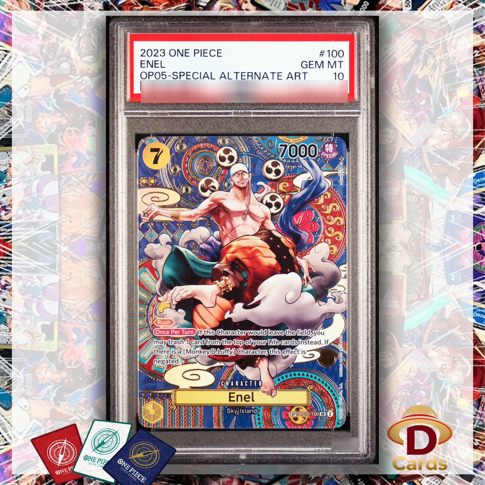 Enel One Piece No.OP05-100 SR Carta Proxy con Illustrazione Alternativa Speciale P/S/A10 Gemmt10 Carte Collezionabili da Gioco Anime Carte Foil