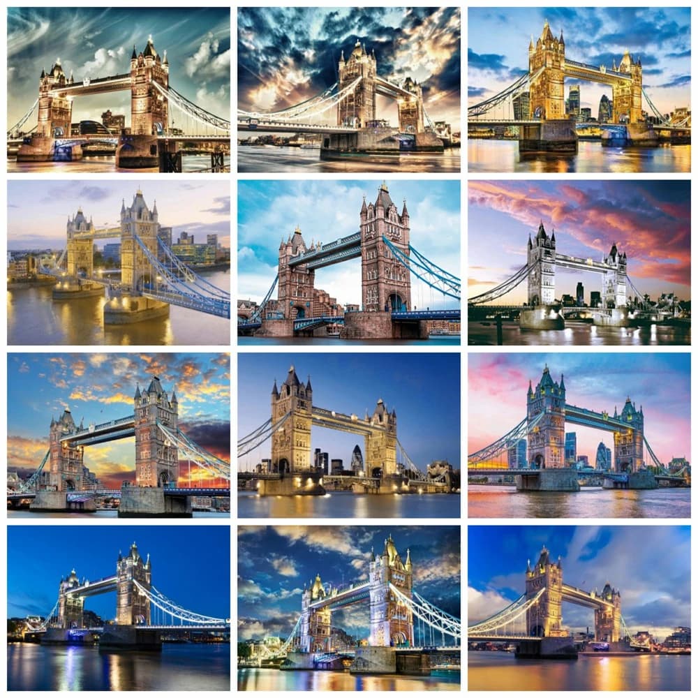 Diamond Painting Kits Tower Bridge In London Full Square Round Embroidery Mosaic Landscape Home Decor