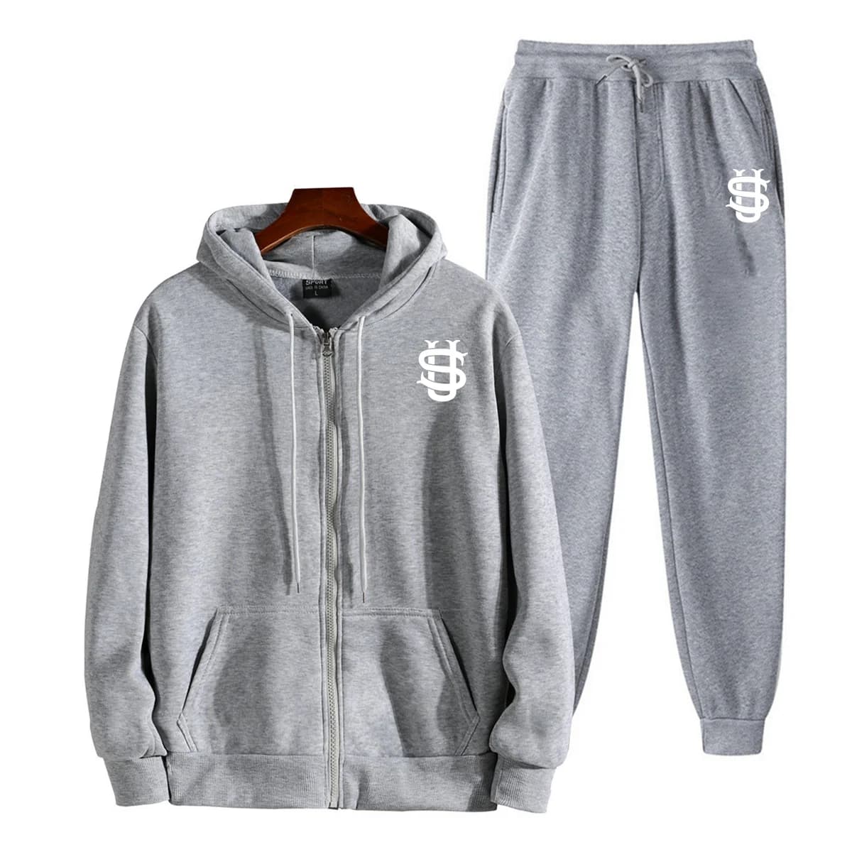 Men's Printed Tracksuit Set, Hooded Zip-Up Sweatshirt and Jogger Pants, Casual Sports Outfit for Gym, Running, Daily Wear
