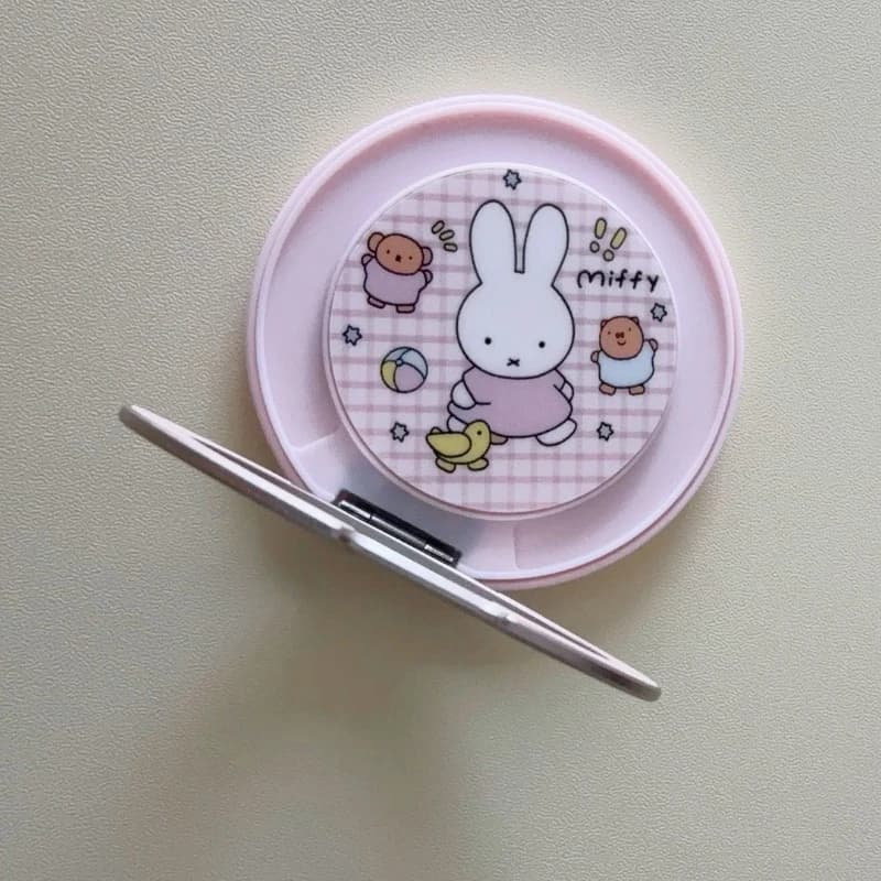 Porta telefono magnetico Kawaii Miffy MagSafe Simpatico cartone animato rosa 360 ° Supporto girevole per iPhone Durevole con robusta base magnetica