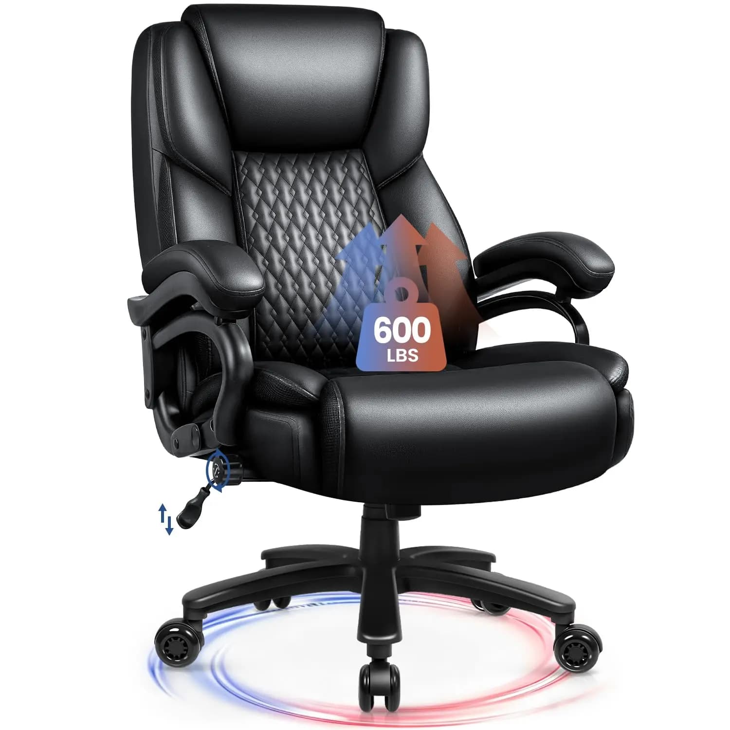 Sedia da Ufficio Ergonomica Regolabile per Persone Alte e Robuste, Supporto Lombare, Schienale Alto, Ruote Silenziose, Personalizzabile