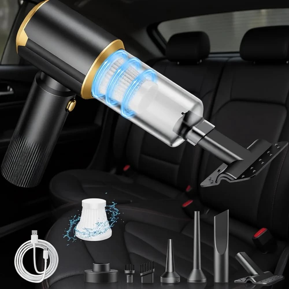 Aspirapolvere Portatile Senza Fili 16000Pa con Motore Brushless e Filtro HEPA per Auto e Ufficio