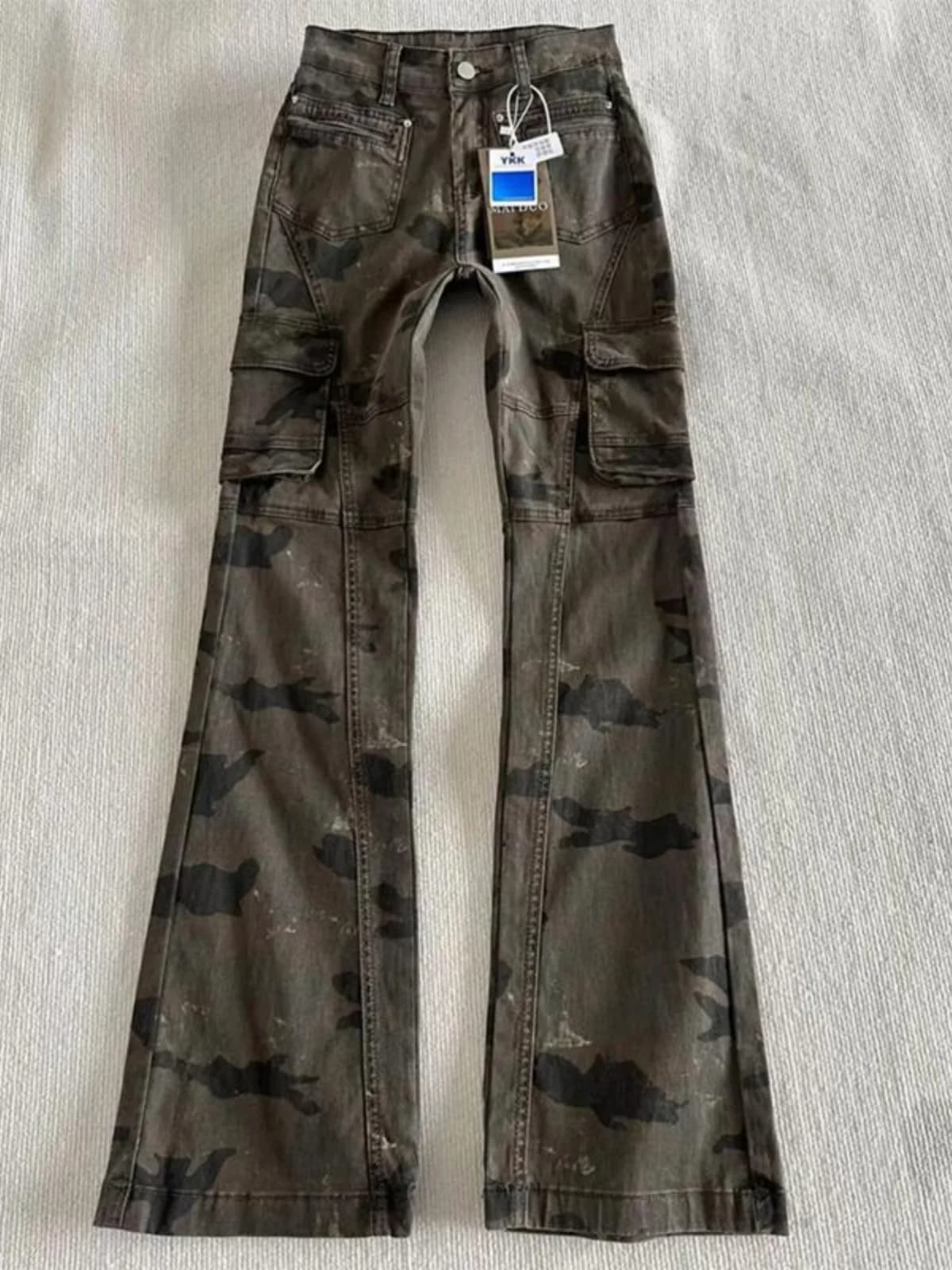 Men's Jeans American Sle Retro Camouflage Spring Autumn Style High Street Slim Fit in Zampa Larga Working Gamba Straight