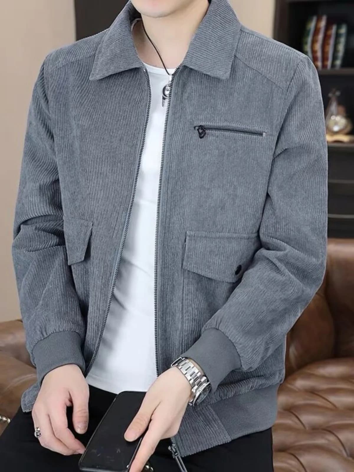 New 2024 Men's Casual Corduroy Jacket Stylish Versatile Autumn Spring Korean Version Fashionable Men's Clothing