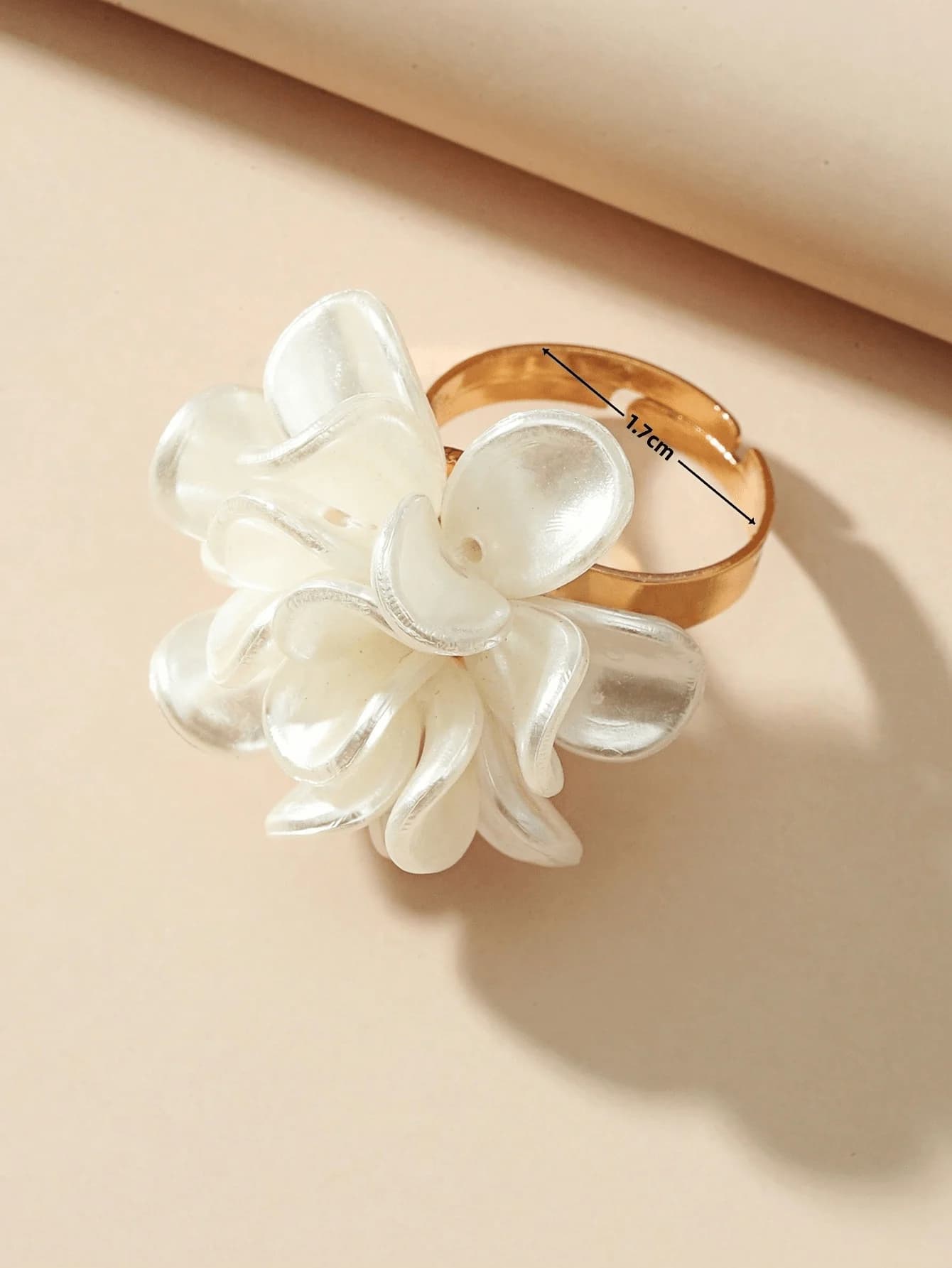 Elegante anello aperto floreale bianco da donna, fascia regolabile, accessorio quotidiano, regalo di San Valentino