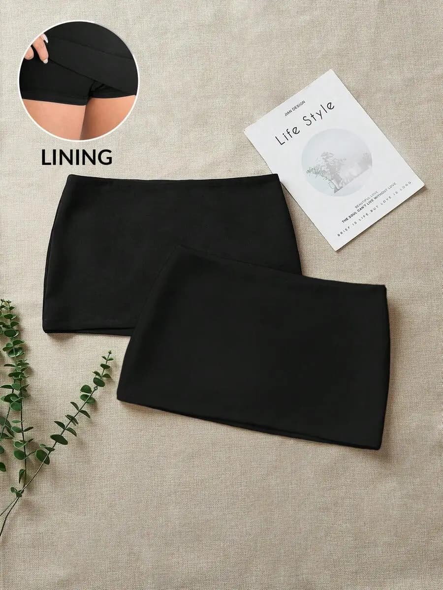 Completo gonna a due pezzi minimalista a tinta unita casual da donna